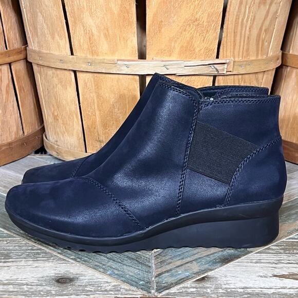 Cloudsteppers by Clarks Caddell Tropic Blue Faux Nubuck Ankle Boot Women Size 11 - Picture 2 of 12